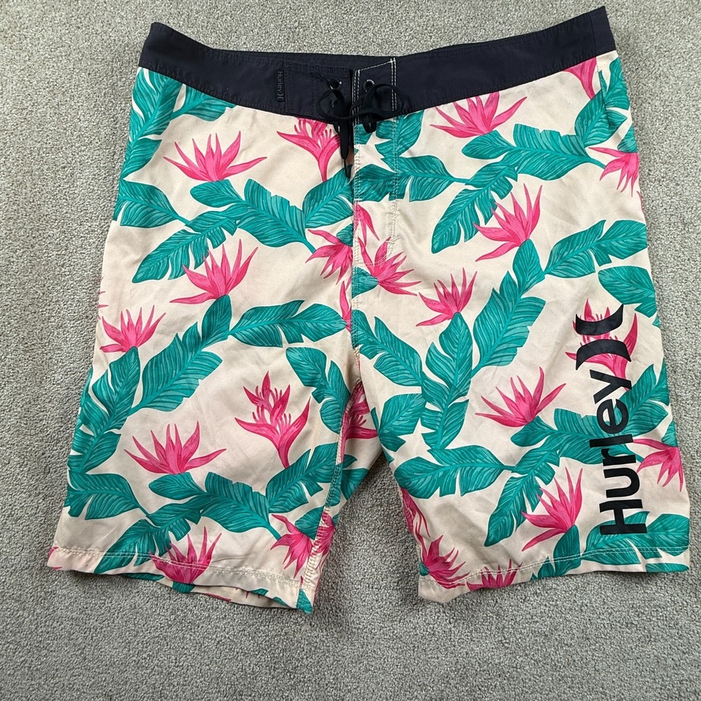 Hurley Hanoi 20 Board Shorts Mens 32 Multi Tropical Floral Swim Wear Drawstring - Picture 1 of 7